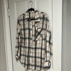 Plaid Men's Shirt - Black, White, and Brown